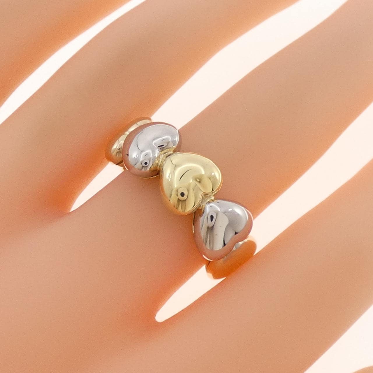 750スリーカラー ハート リング