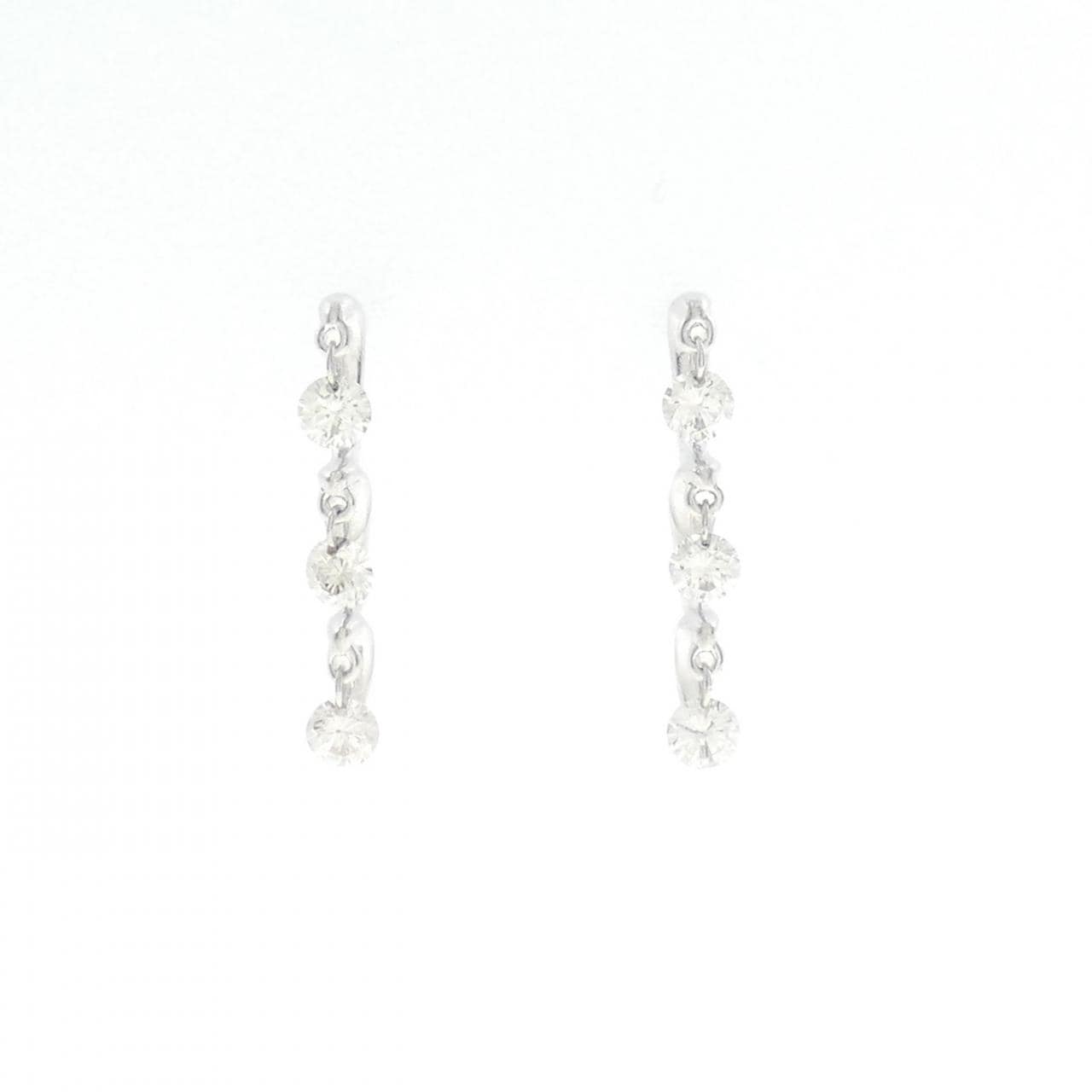 K18WG three stone Diamond earrings 0.62CT
