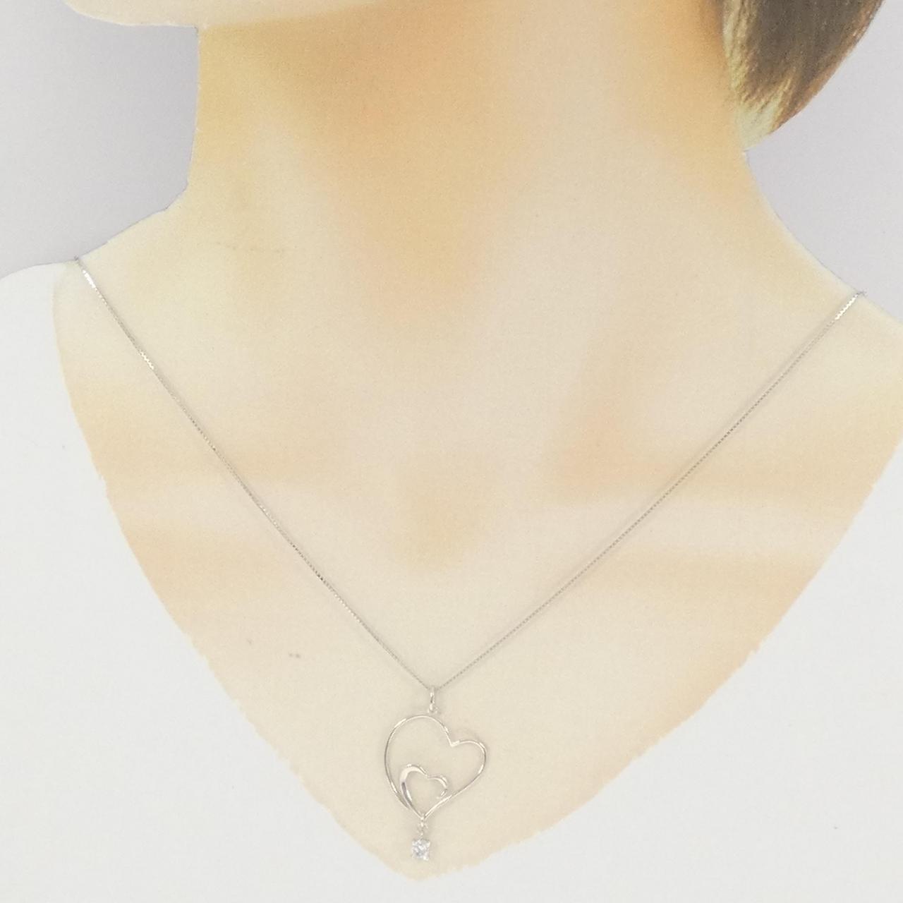 K18WG ハート ダイヤモンド ネックレス 0.18CT