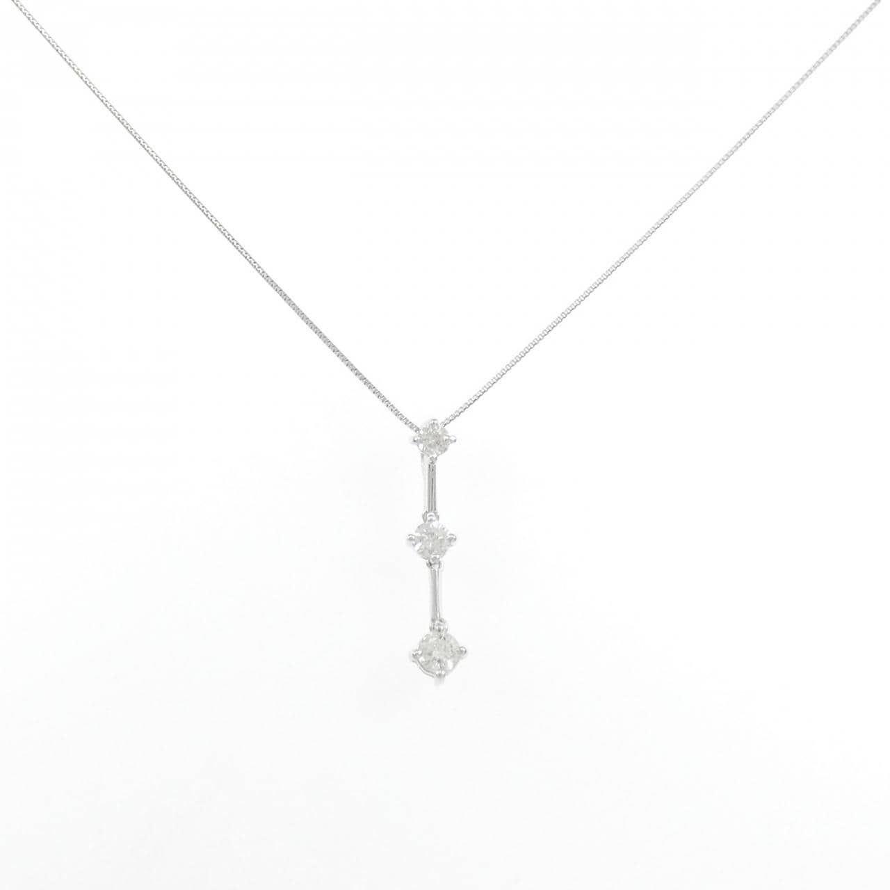K18WG スリーストーン ダイヤモンド ネックレス 0.50CT