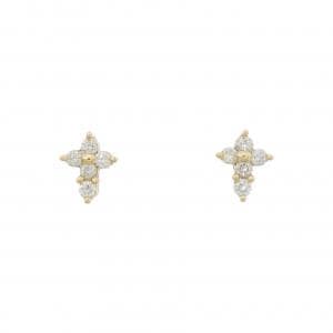K18YG クロス ダイヤモンド ピアス 0.12CT