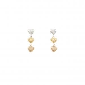 K18スリーカラー ハート ピアス