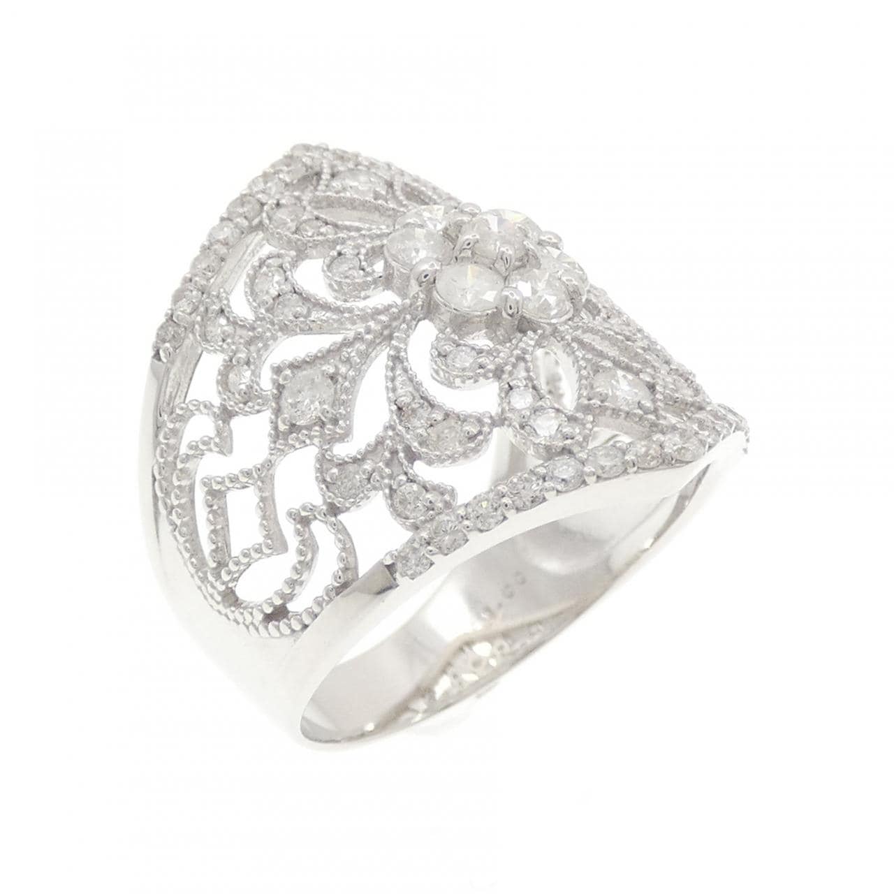 K18WG フラワー ダイヤモンド リング 1.00CT