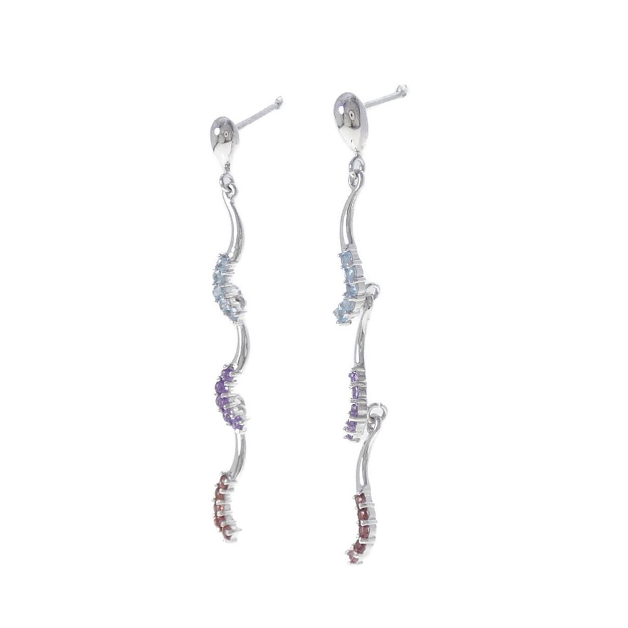 K18WG カラーストーン ピアス