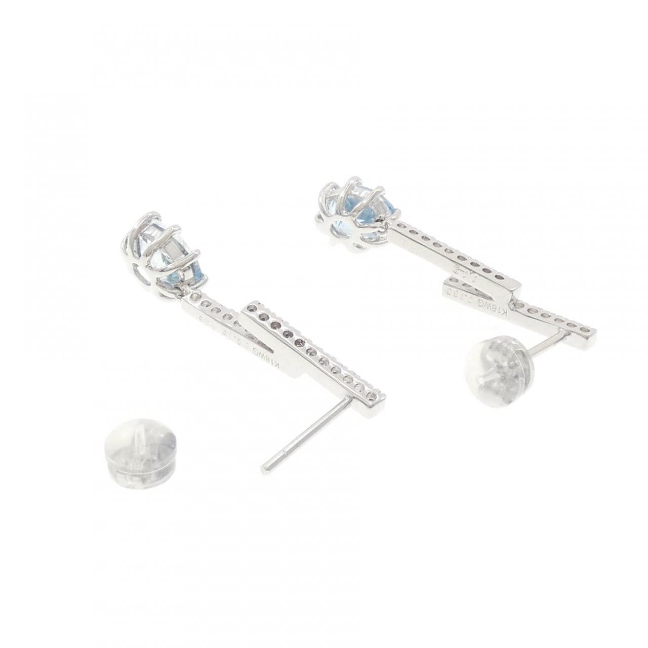 K18WG アクアマリン ピアス 2.28CT