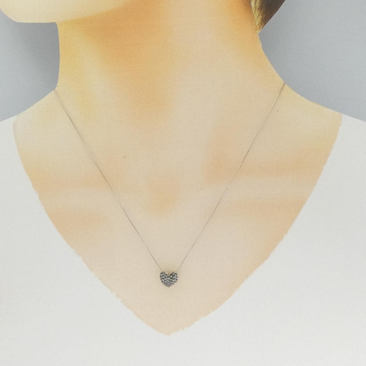 K10WG ハート ダイヤモンド ネックレス 0.3CT