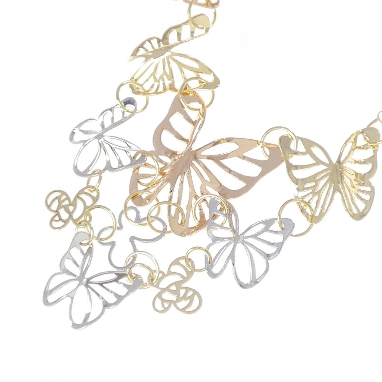 K18スリーカラー バタフライ ネックレス