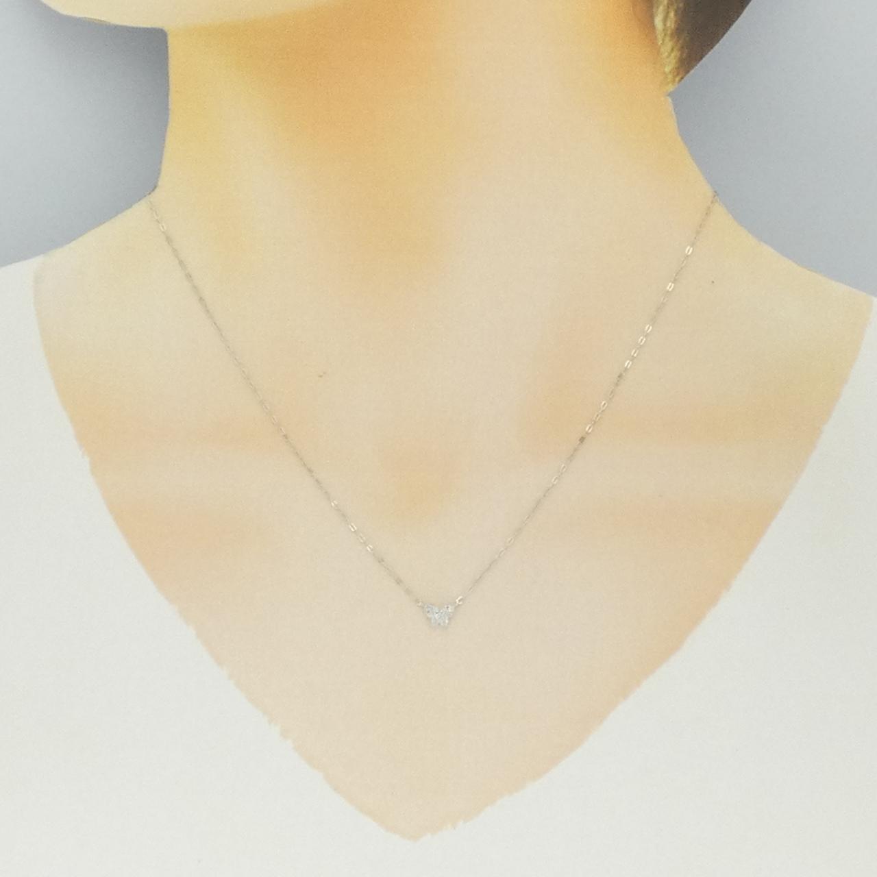 K18WG バタフライ ダイヤモンド ネックレス 0.06CT