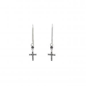 K10WG クロス ダイヤモンド ピアス 0.12CT