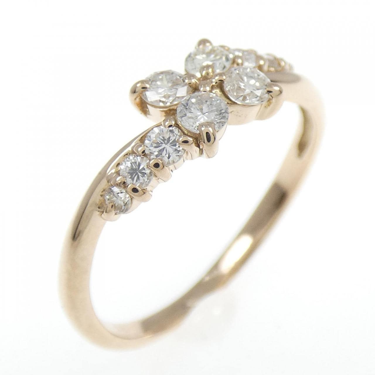K18PG フラワー ダイヤモンド リング 0.30CT