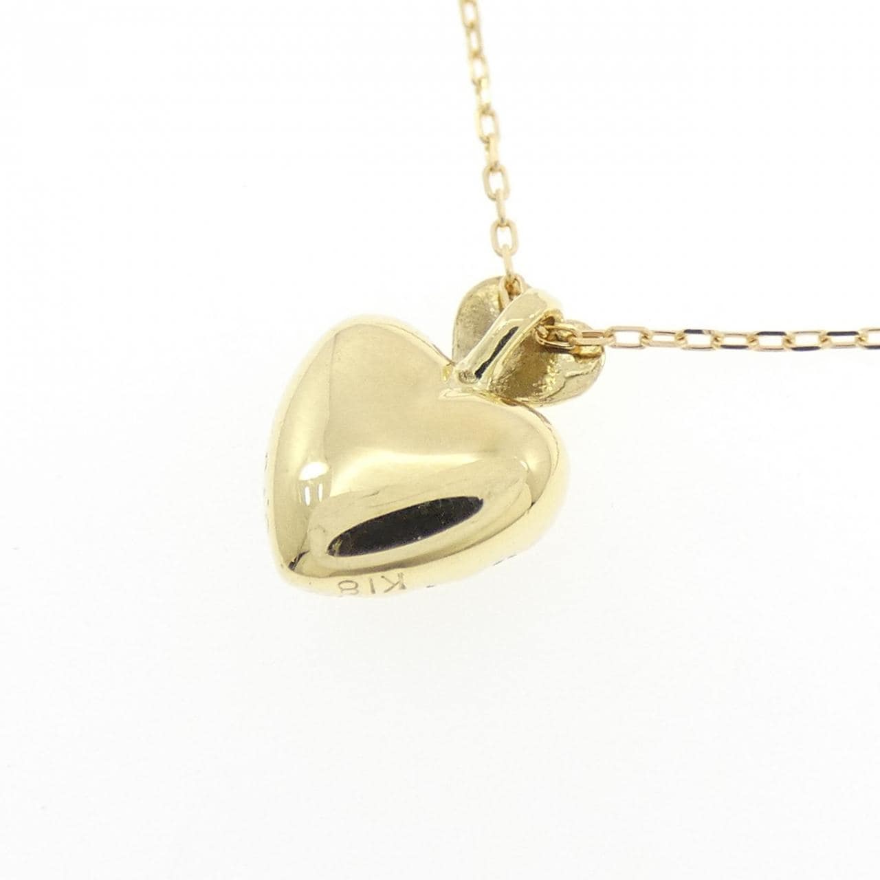 K18YG ハート パヴェ ダイヤモンド ネックレス 0.15CT