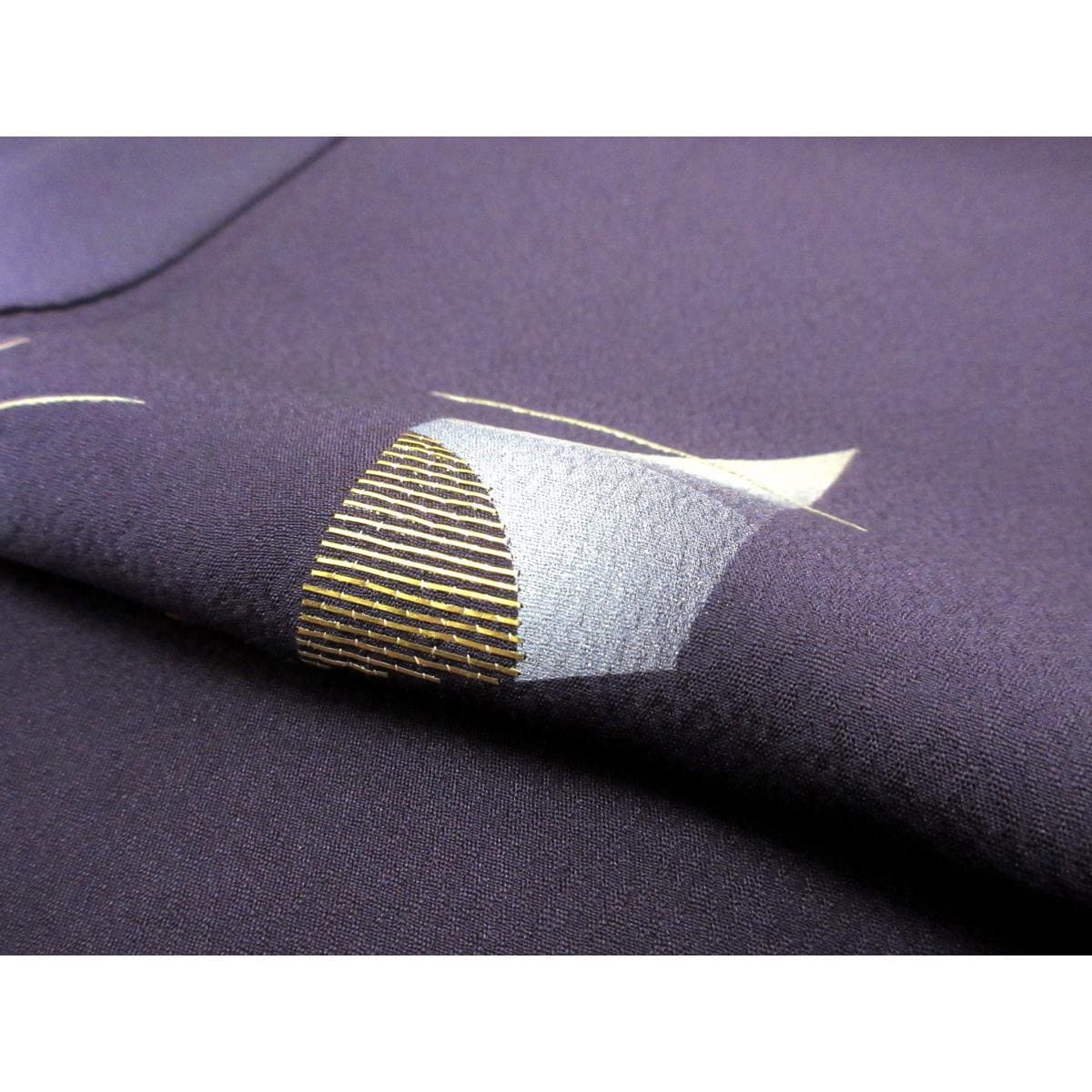 単衣　訪問着　友禅金彩加工　刺繍入りボカシ染　身幅Ｌ寸