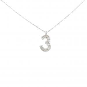K18WG ナンバー3 ダイヤモンド ネックレス 0.18CT