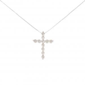 K18WG クロス ダイヤモンド ネックレス 1.01CT