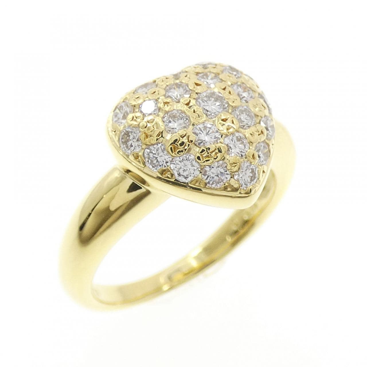 K18YG ハート×パヴェ ダイヤモンド リング 0.58CT