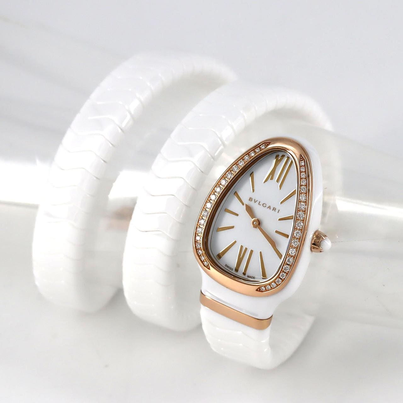 ブルガリ セルペンティスピガ セラミックxPG/D Sサイズ SPC35WG/102886 セラミックxPG クォーツ