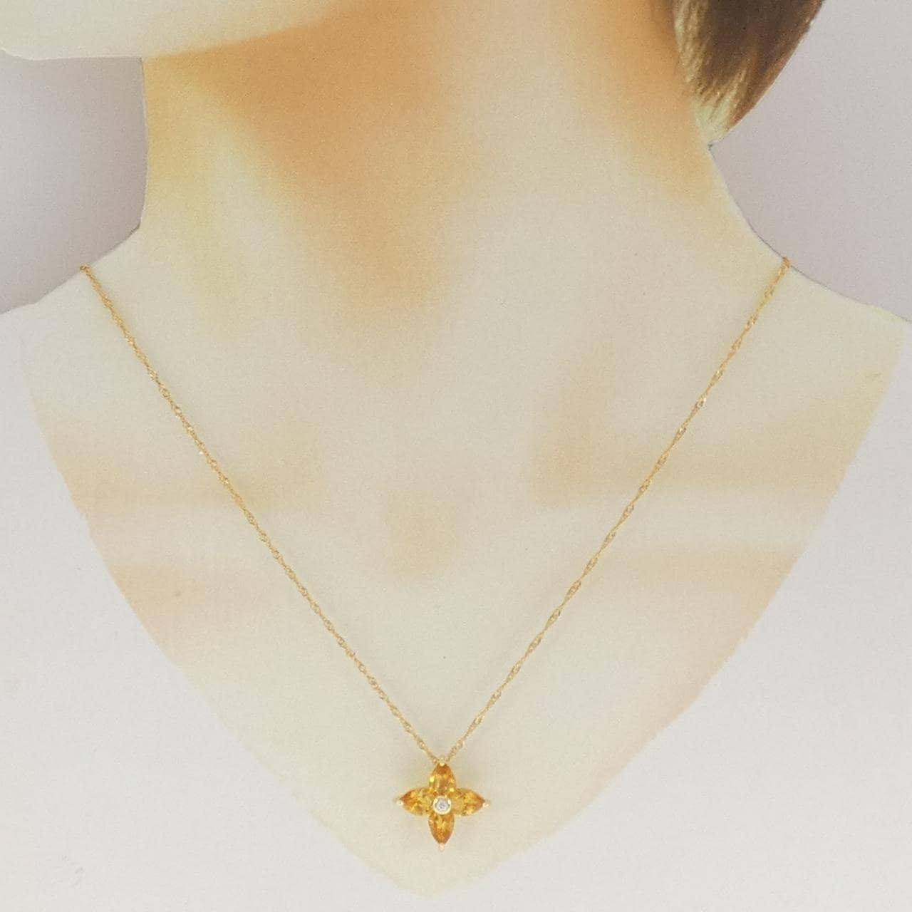 K18YG フラワー シトリン ネックレス 2.30CT