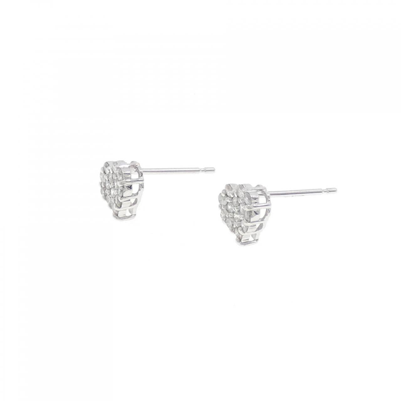K18WG 密镶心形钻石耳环 0.30CT