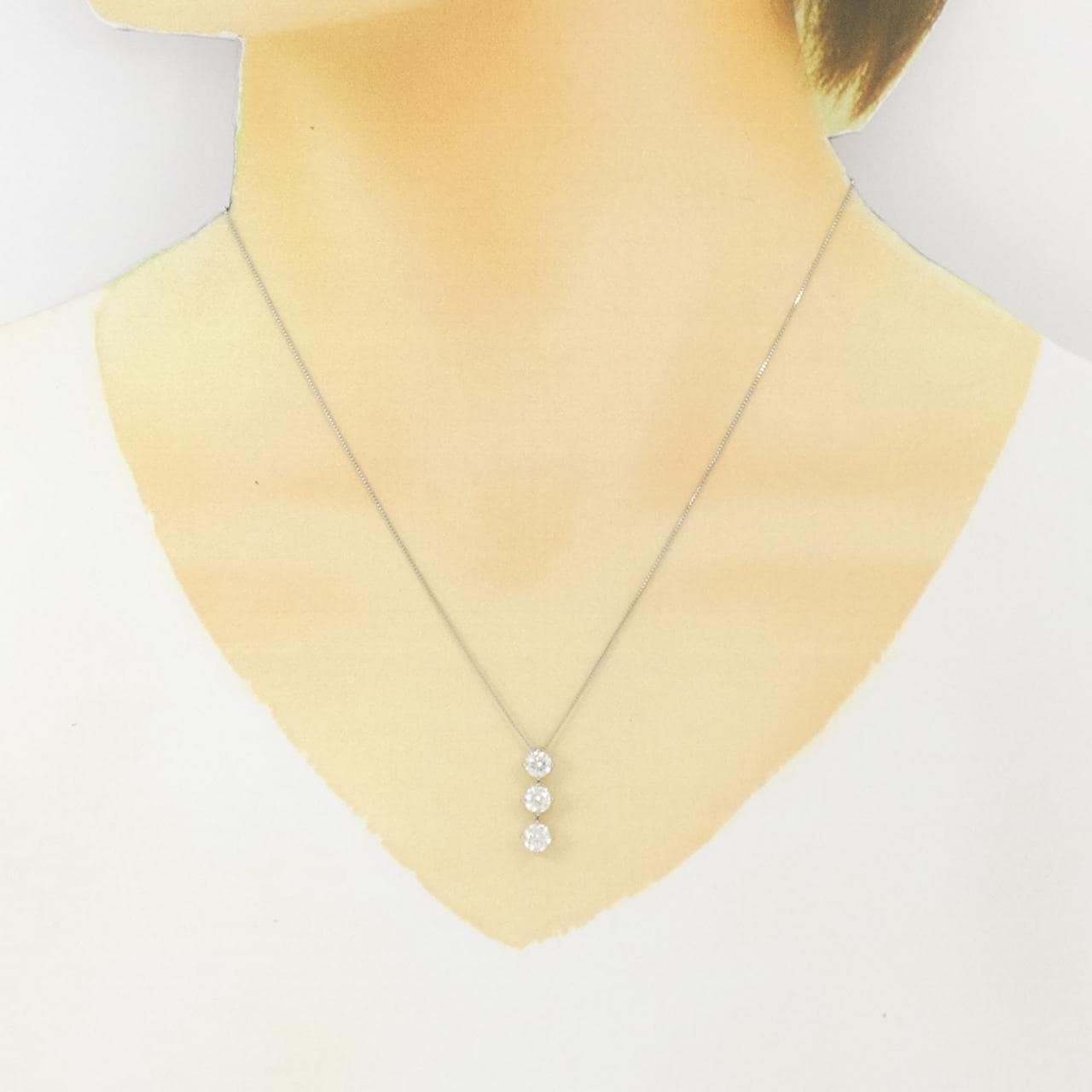 PT900/PT850 スリーストーン ダイヤモンド ネックレス 1.001CT