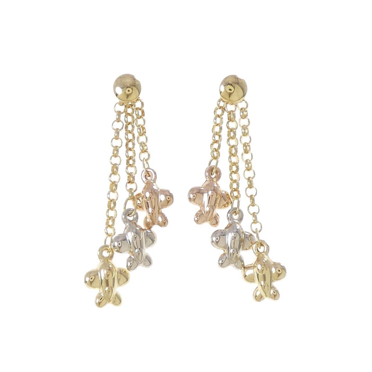 750スリーカラー/K18YG プレーン ピアス