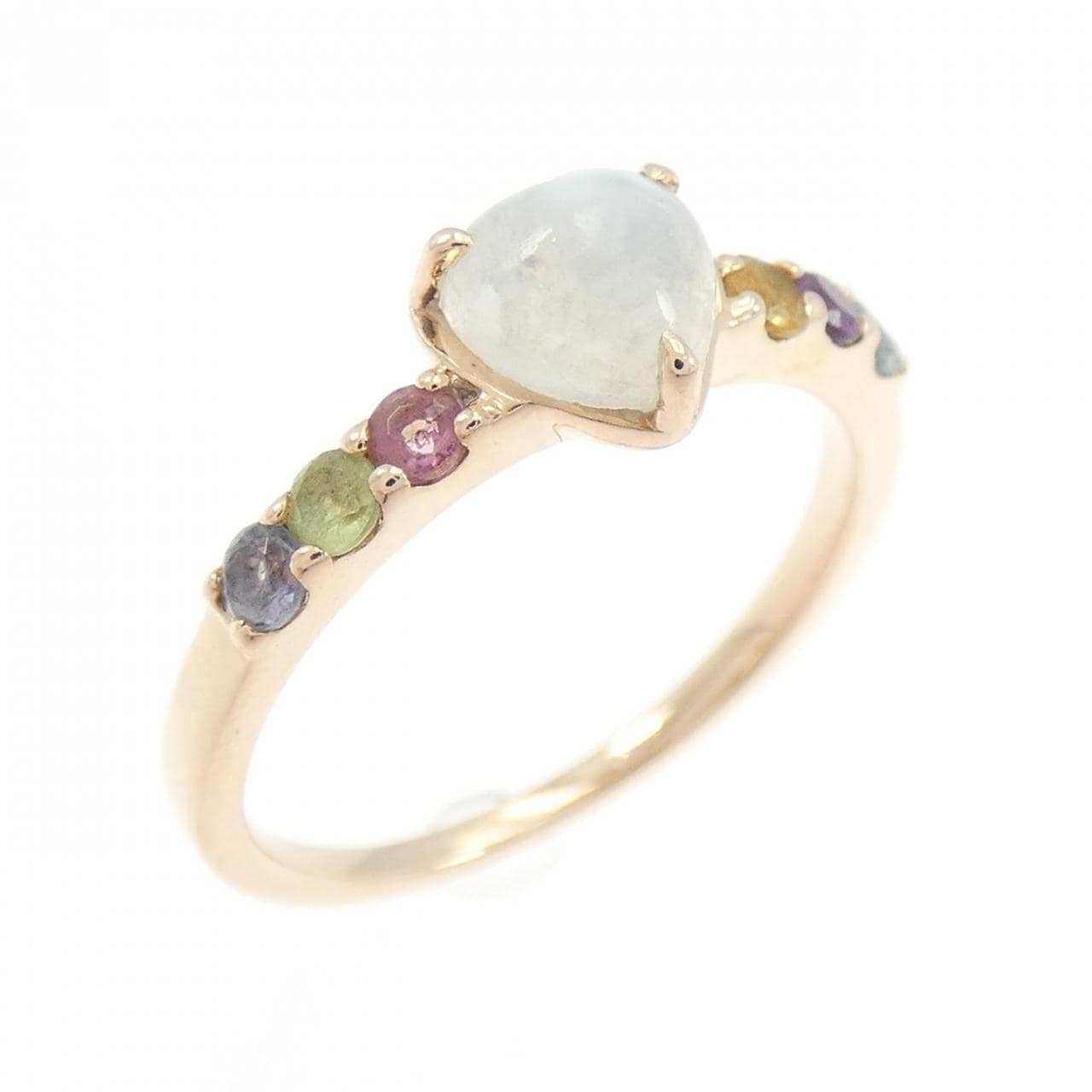 K10PG ハート カラーストーン リング