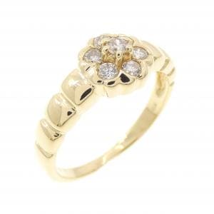 K18YG フラワー ダイヤモンド リング 0.23CT