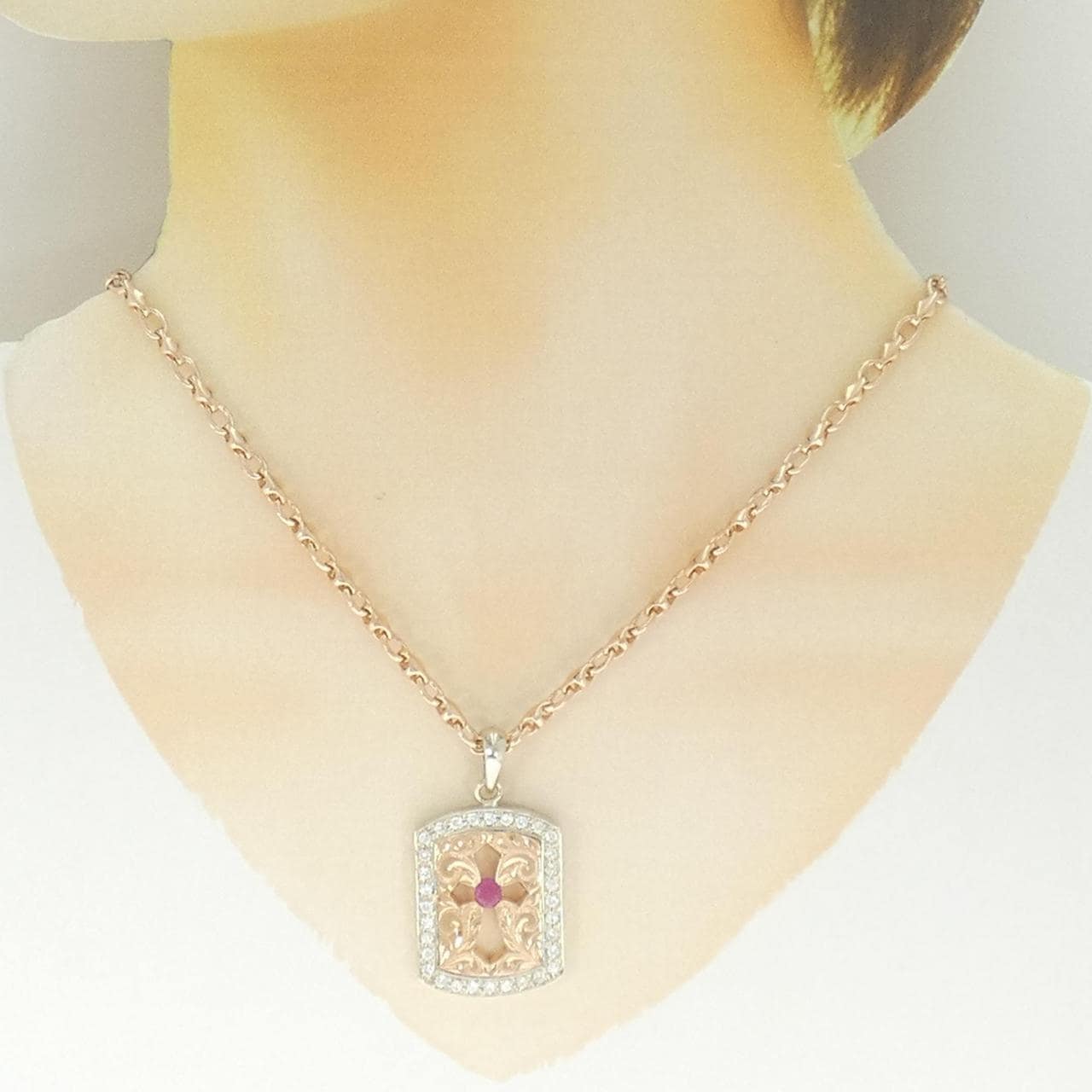 14KPG/14KWG/585PG ルビー ネックレス