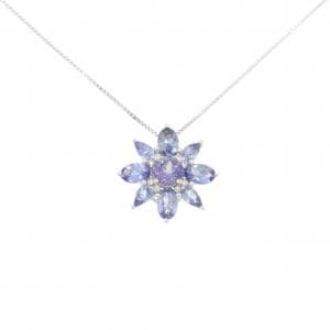 K18WG フラワー タンザナイト ネックレス 3.20CT