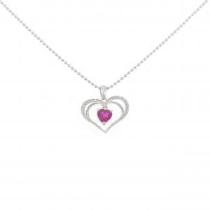 PT900/PT850 ハート ルビー ネックレス 0.59CT