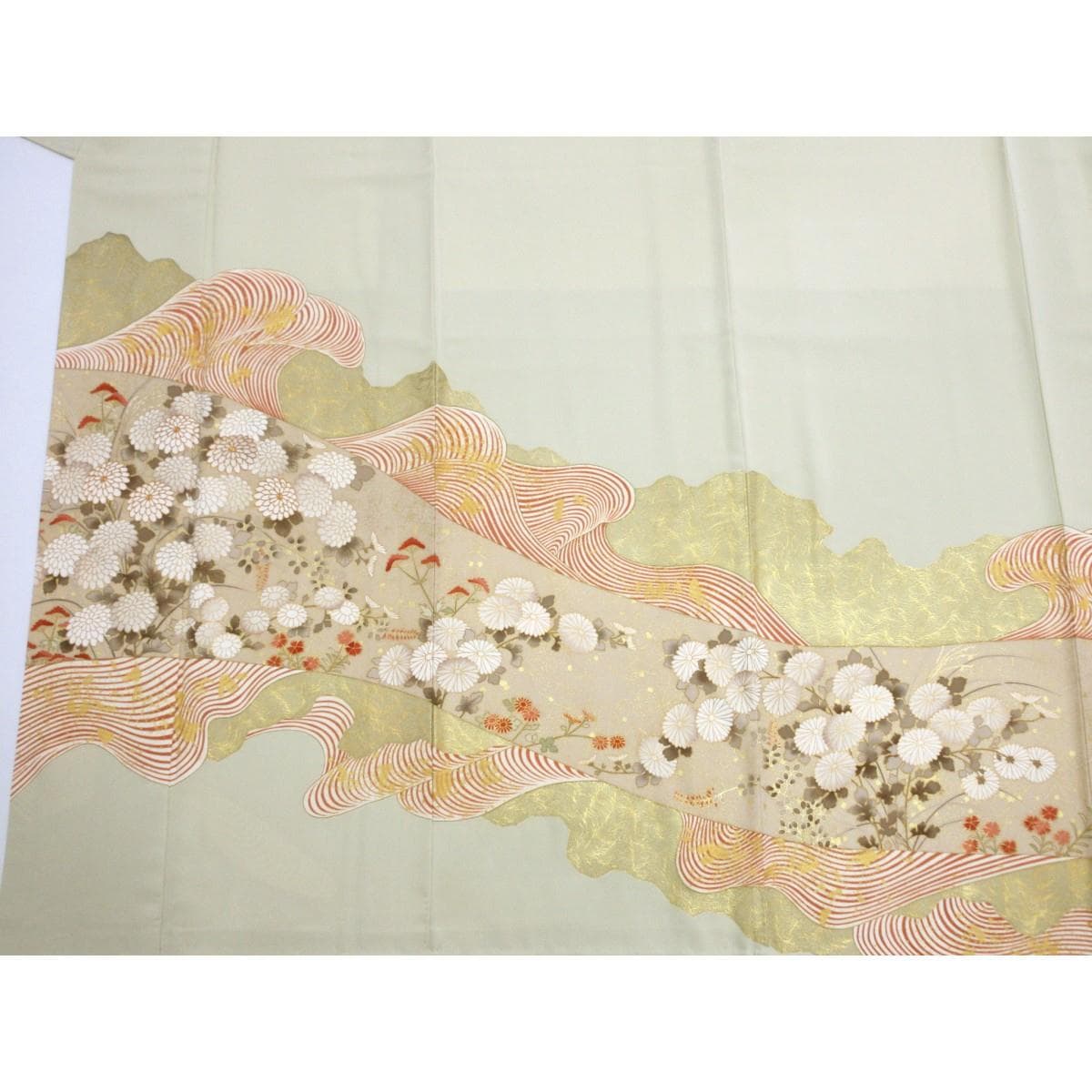 色留袖　訪問着兼用　友禅金彩加工　刺繍入り　五三の桐