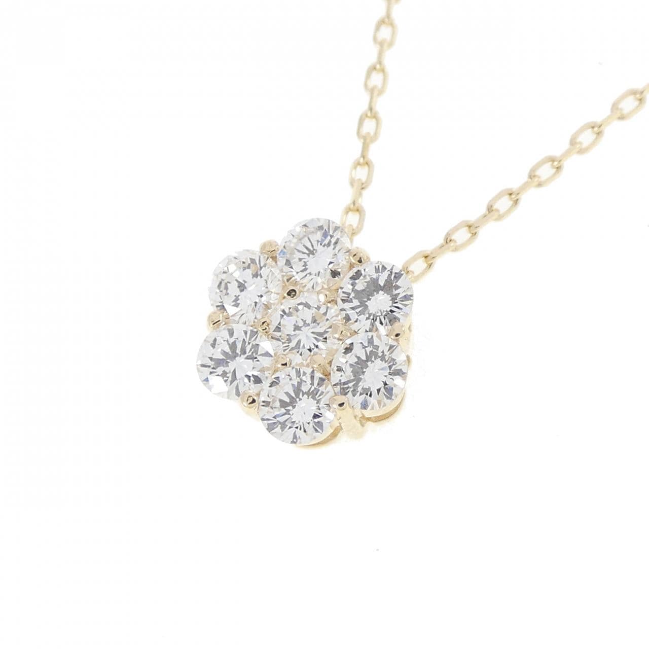 【リメイク】K10YG フラワー ダイヤモンド ネックレス 0.30CT