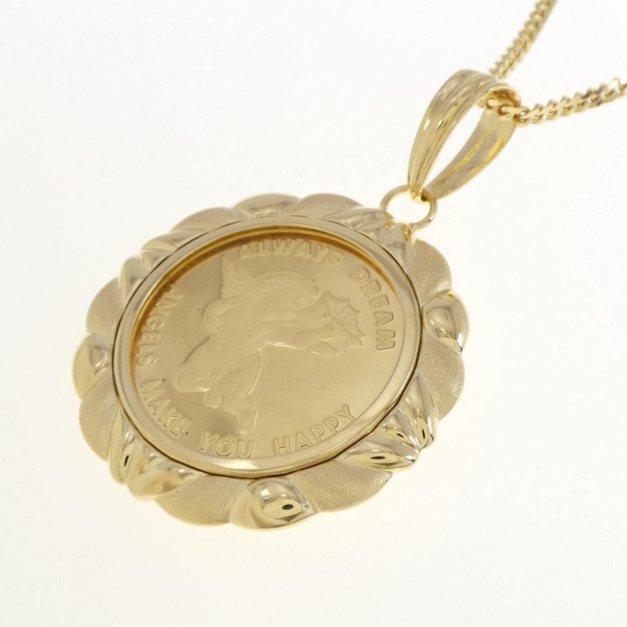 K18YG frame coin necklace