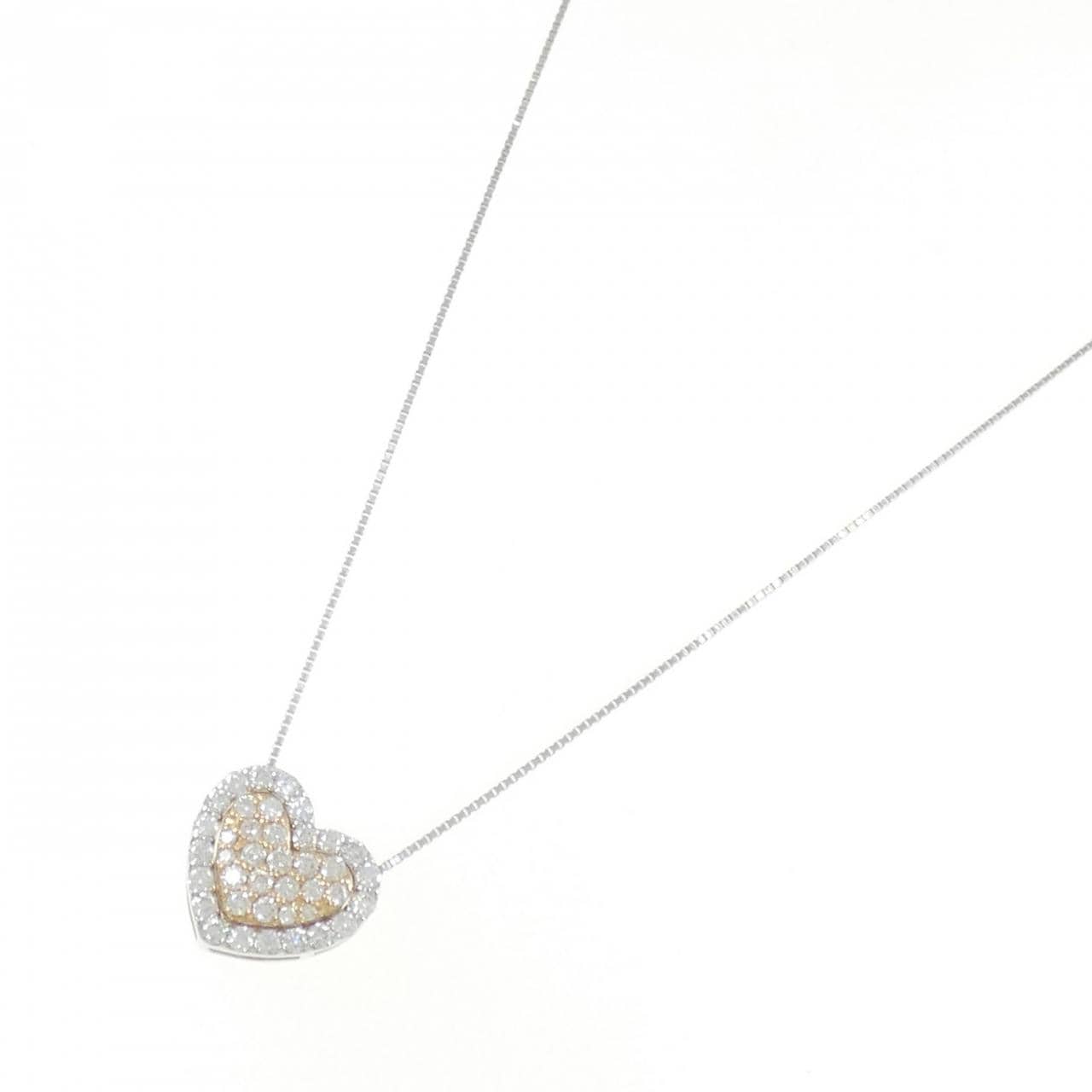 K18PG/K18WG 2WAY ハート ダイヤモンド ネックレス 0.90CT