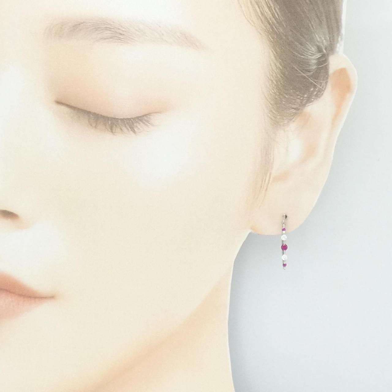 PT900 ルビー ピアス 0.22CT