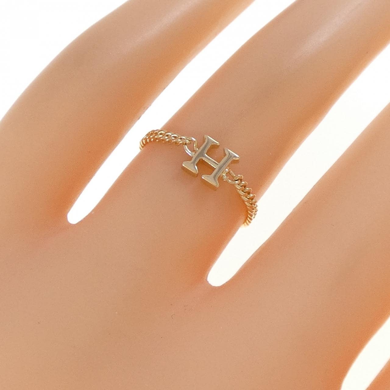 K18YG イニシャルH リング