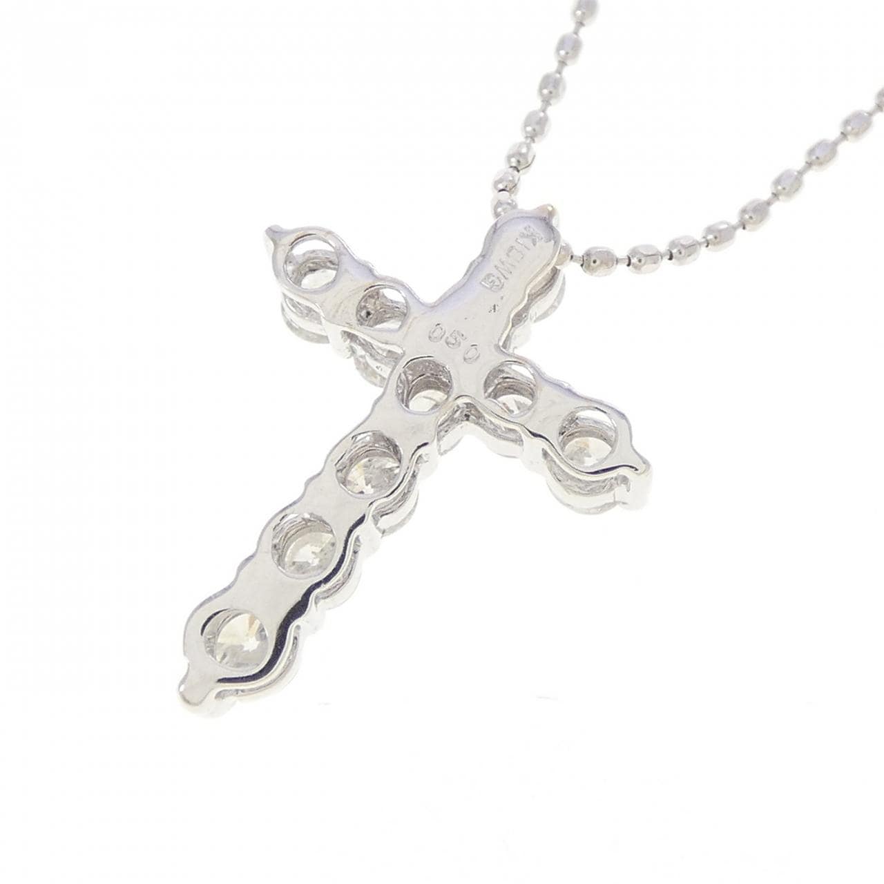 K18WG クロス ダイヤモンド ネックレス 0.50CT