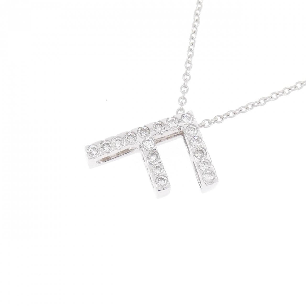 K18WG イニシャルF ダイヤモンド ネックレス 0.09CT