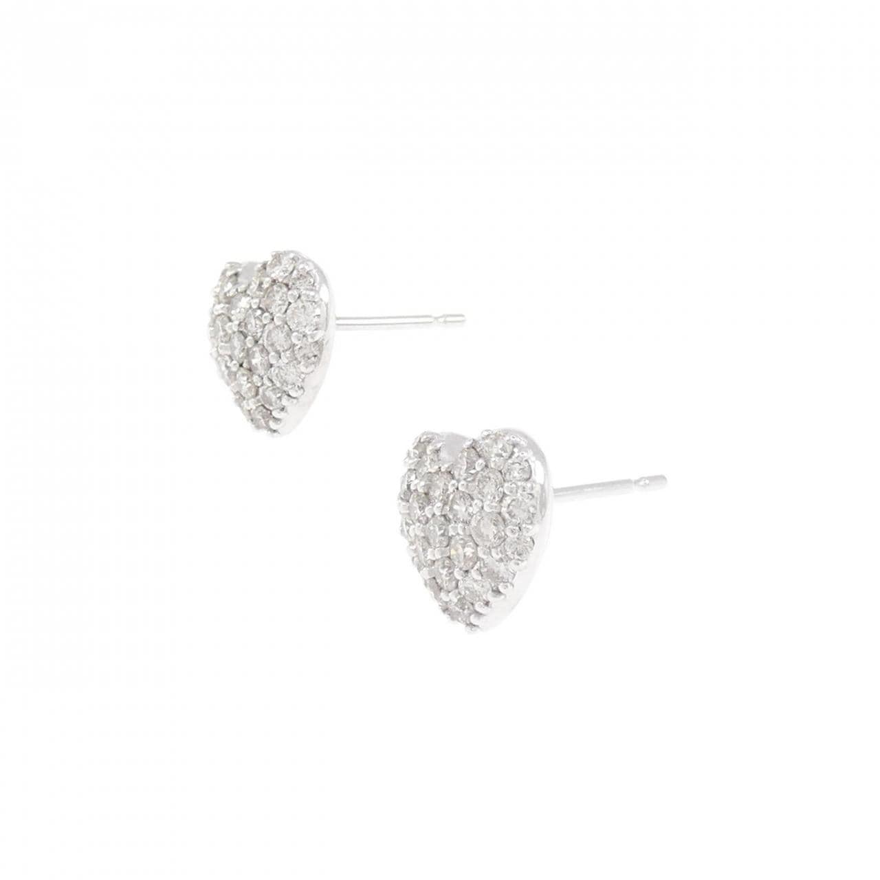K18WG ハート パヴェ ダイヤモンド ピアス 1.00CT