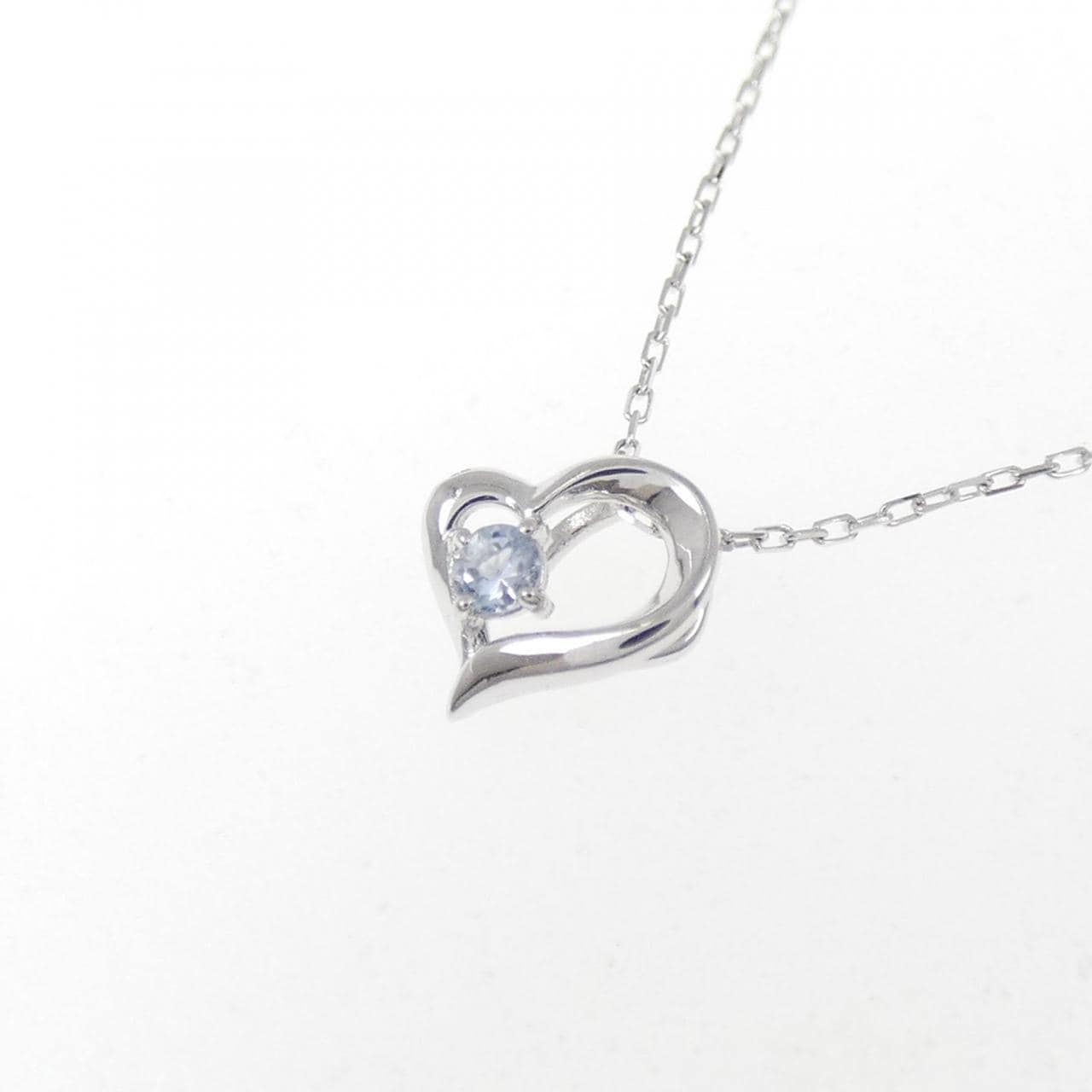 K10WG アクアマリン ネックレス 0.02CT