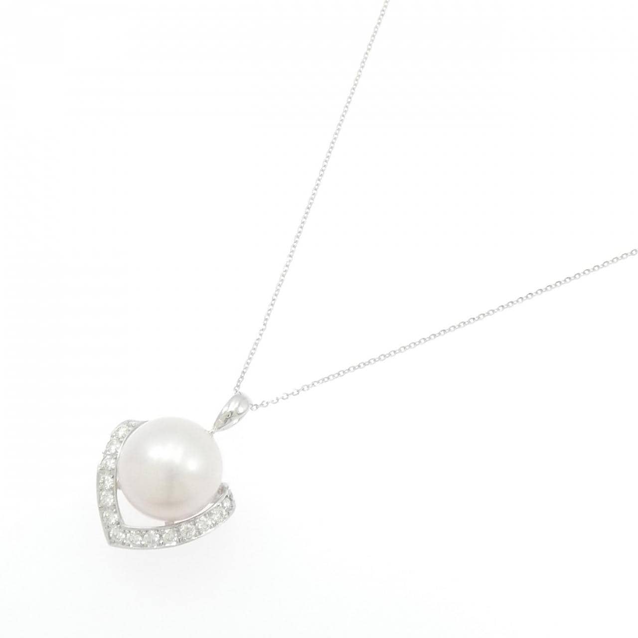 K18WG 白蝶パール ネックレス 13.4mm