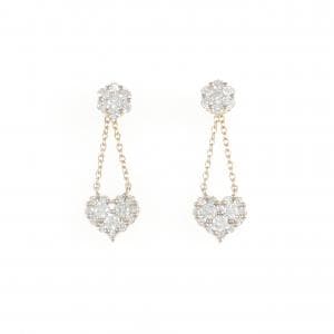 K18PG フラワー×ハート ダイヤモンド ピアス 0.70CT