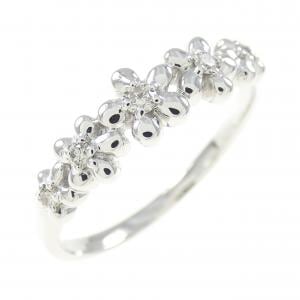 K18WG フラワー ダイヤモンド リング 0.30CT