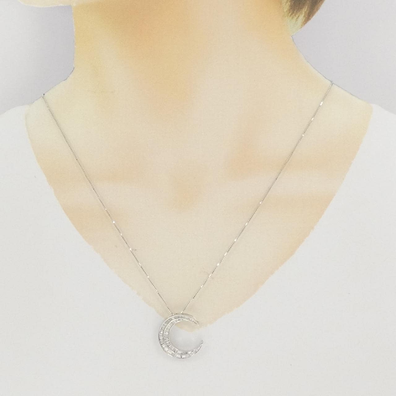 K18WG ムーン ダイヤモンド ネックレス 0.72CT