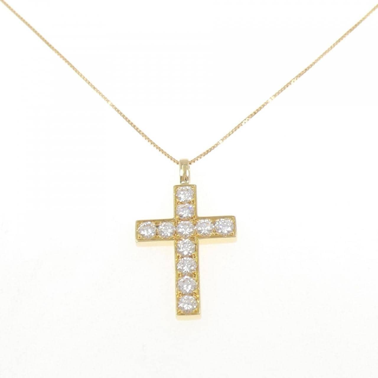 K18YG クロス ダイヤモンド ネックレス 1.17CT
