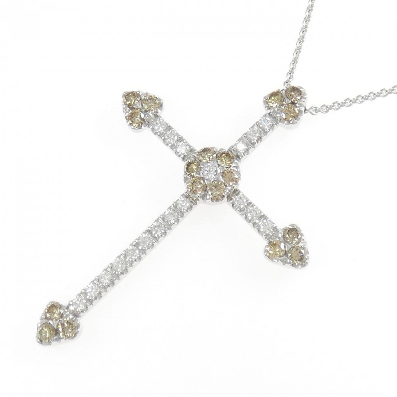 750WG/750PG クロス ダイヤモンド ネックレス