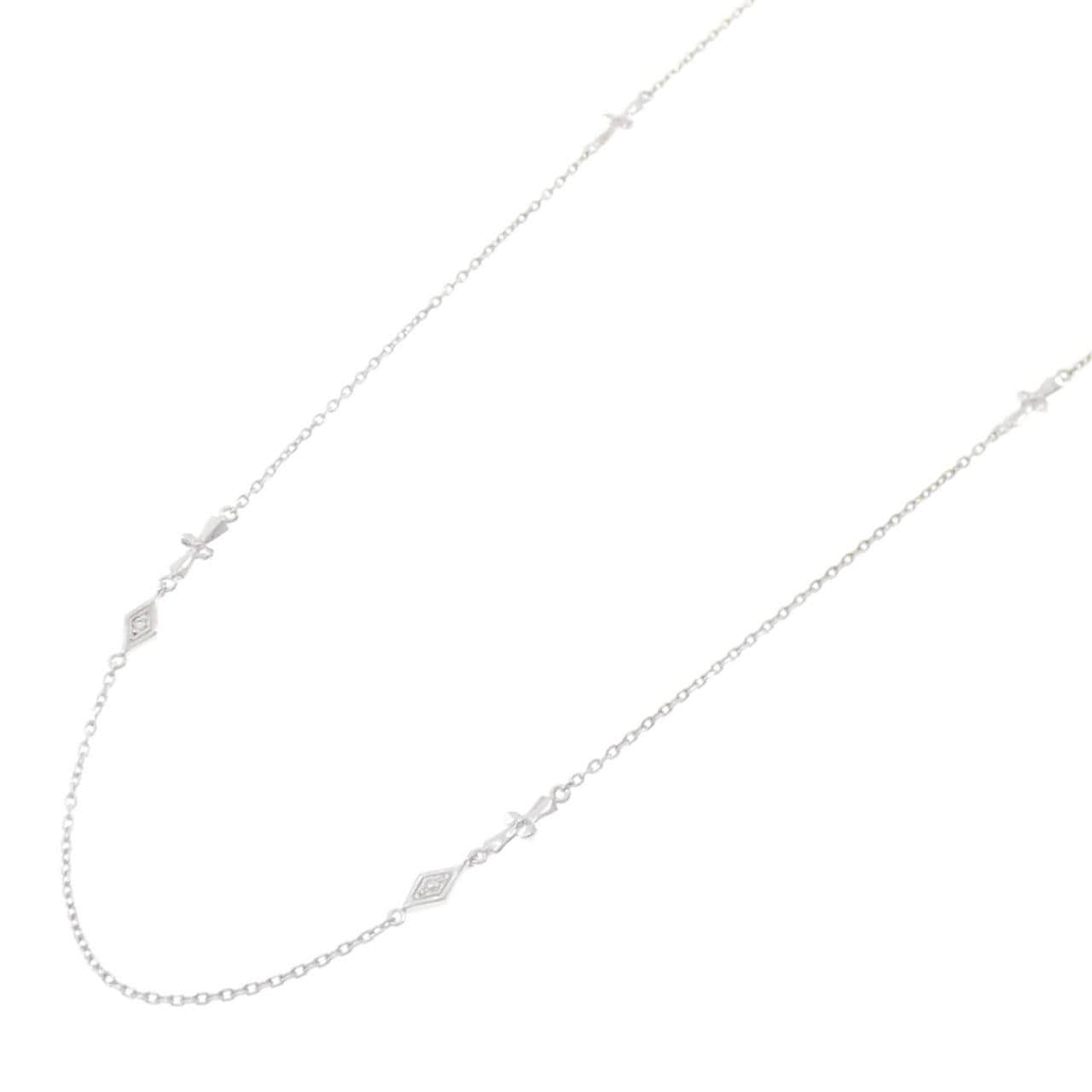 K18WG Cross x Star Diamond Necklace 0.04CT