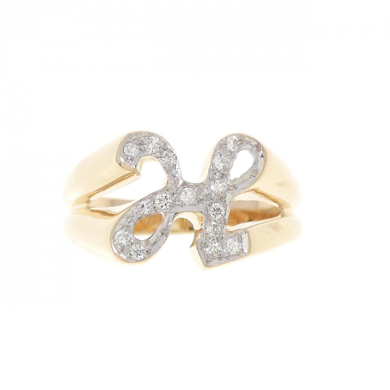 KT18YG/KT18WG イニシャルH ダイヤモンド リング