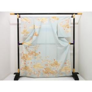 【未使用品】単衣　駒絽訪問着　友禅金彩加工　刺繍入り