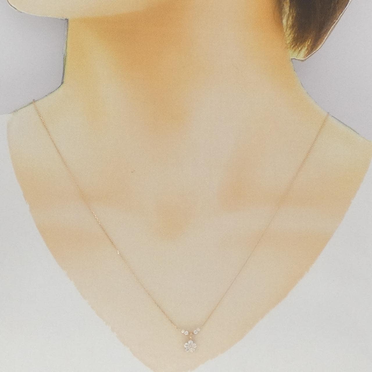 K18PG フラワー ダイヤモンド ネックレス 0.20CT