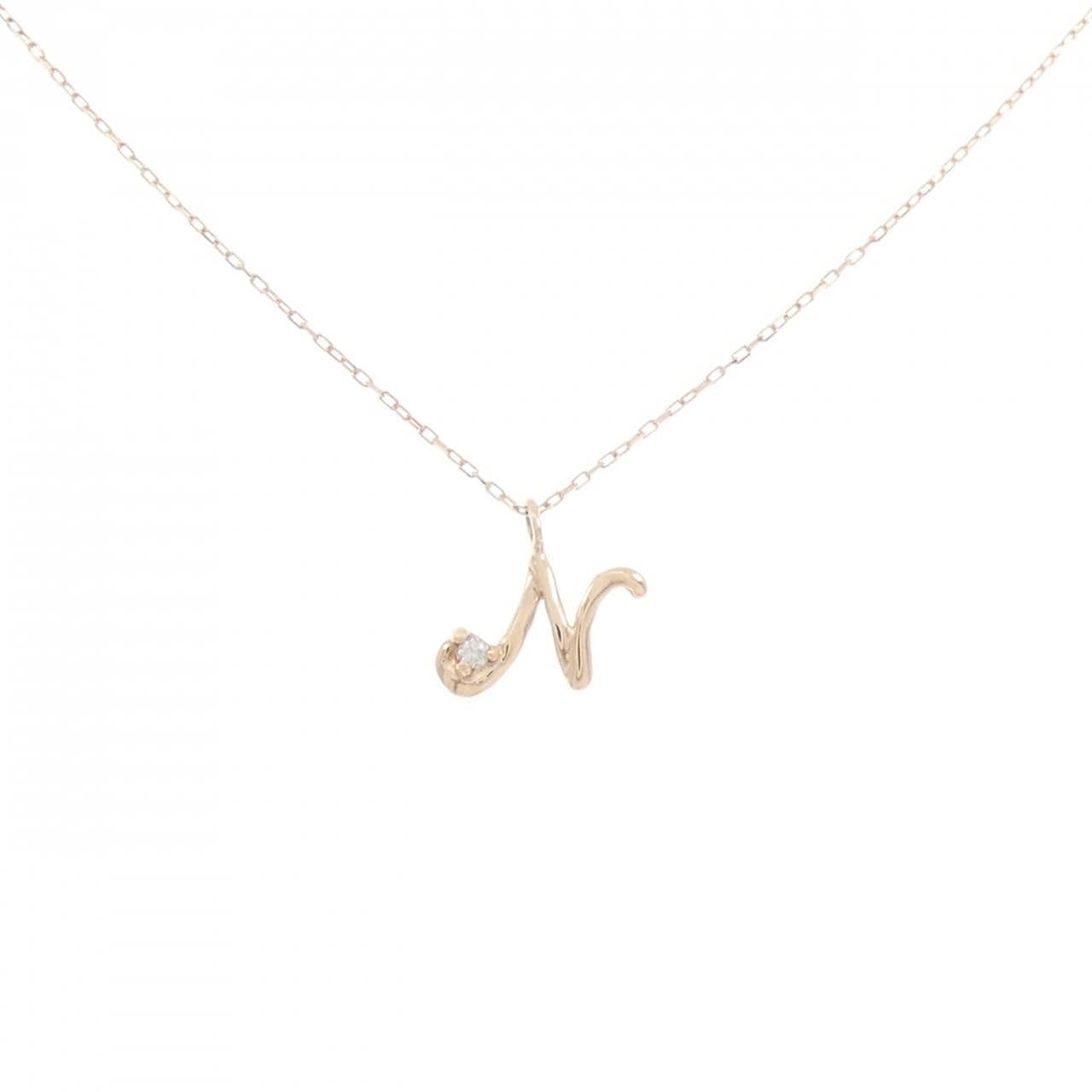K10PG イニシャルN ダイヤモンド ネックレス 0.01CT